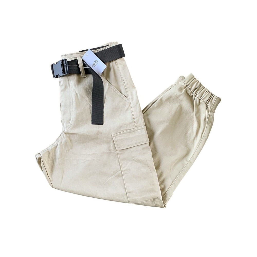 NWT Rue 21 Cargo Joggers with Buckle Belt Pants Khaki - Size Large